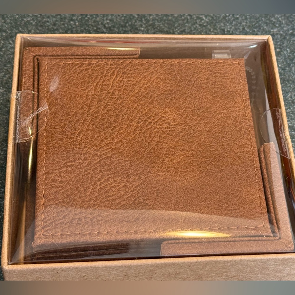 Frye and Co. Vegan Leather in Vintage cognac Coasters - Picture 2 of 6
